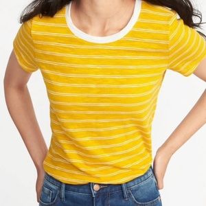 NWT Yellow & White Striped Tee Shirt